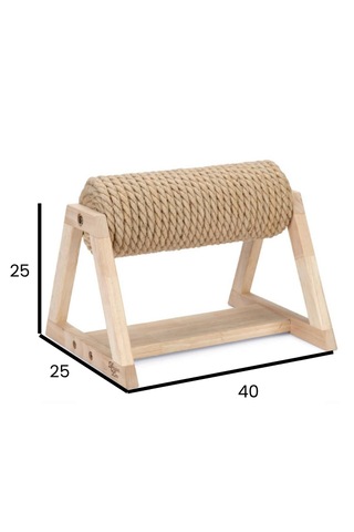 Modern Ahşap Kedi Tırmalama Oyuncağı - Döner Silindir