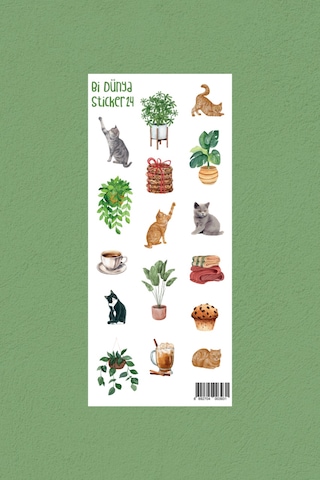 M24 - Kedili Hayat Sticker Seti Çok Renkli