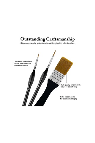 32 Akrilik Fırça, Yelpaze Fırçalar, İnce Detay Fırçaları