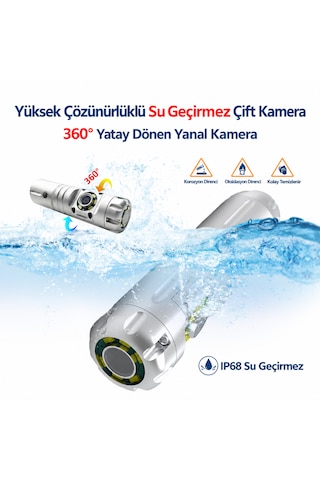 30 Metre Sert Kablo Yılan Kamera - Ips Ekran 1080p Endüstriyel 360 Derece Kamera