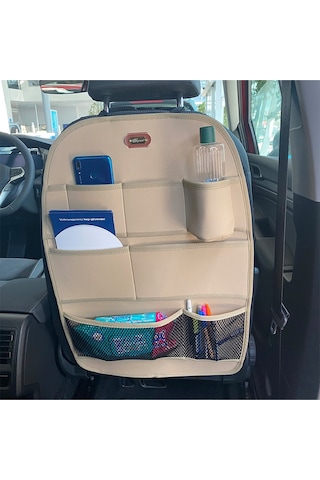 Volkswagen Passat B6 Araç İçi Deri Koltuk Arkası Organizer Düzenleyici Koruyucu Bej