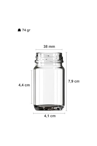 67 Ml Şeffaf Shot Kavanoz 67 Cc Konserve Metal Siyah Kapaklı Cam Kavanoz 6 Adet Açık Kahverengi