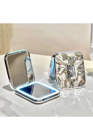 Led Işıklı Katlanabilir Cep Aynası - Kare Tasarım, Çift Taraflı, Makyaj Aynası Diğer