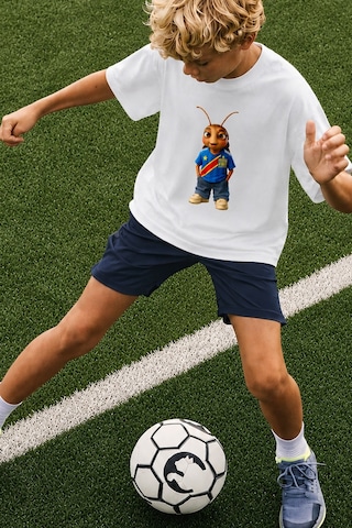 Monila Unisex Çocuk Pamuklu Demokratik Kongo Baskılı T-shirt Ekru