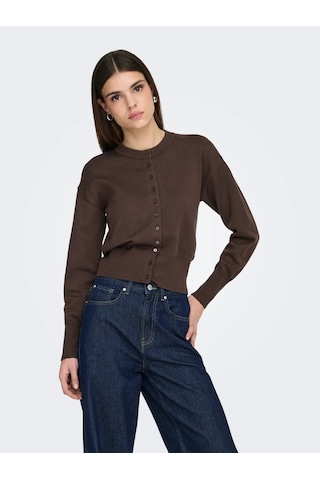 Only Onlmıo Ls O-neck Button Cardiga Kadın Hırka 15377295 Kahverengi