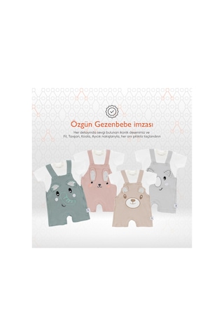Gezenbebe Hero Kısa Kol Bebek T-shirt Ve Nakışlı Salopet Seti Pembe