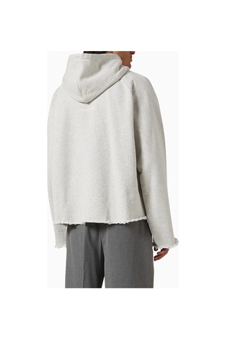 About Blank Monogram Cut Off Hoodie Cropped Boxy Gri Erkek Sweatshirt