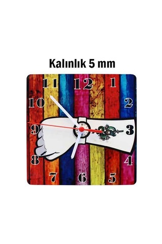 Sublimasyon Hdf Kare Saat 19x19 Cm Çok Renkli