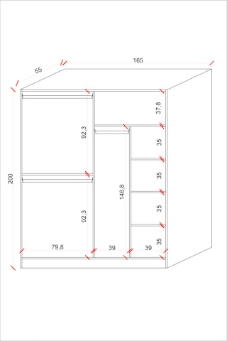 Ases Mobilya Ela6533 4kapaklı Gardırop 5 Raflı 3 Askılı Geniş Model Beyaz