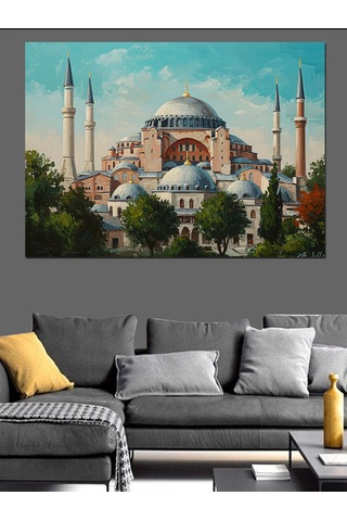 Ayasofya Ve İstanbul Manzarası Dekoratif Kanvas - Mdf Ahşap Tablo