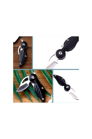 Omeniv Tüy Yaprak Form Mini Kamp Çakı Kamp Bıçak Anahtarlık Outdoor Siyah