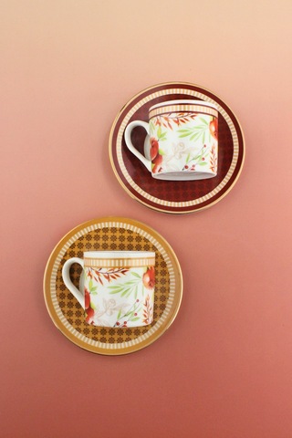 Magic Garden İki Kişilik Kahve Fincan Takımı Renkli