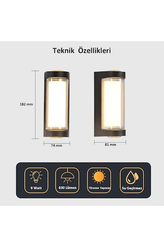 Dekoratif 3 Yönlü Led Aydınlatma 9w 3200k Gün Işığı İç Ve Dış Mekan Cata Lara Led Aplik Diğer