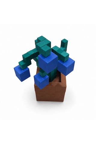 Piksel İnci Çiçeği Biblo - 3d Baskı, Minecraft Esintili Mavi