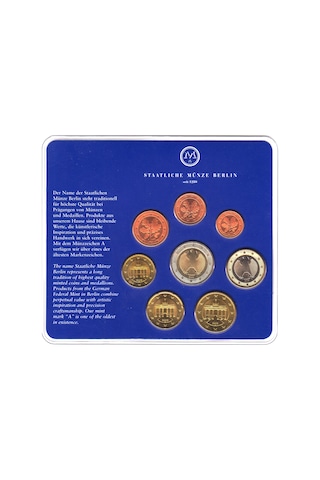 Almanya Euro Set 2002 A. Brandenburg Kapısı. Özel Kartında Çil.