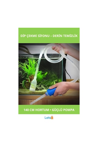 140 Cm Uzunlukta Esnek Hortumlu Güçlü Pompa Sistemi Akvaryum Dip Çekme Sifonu
