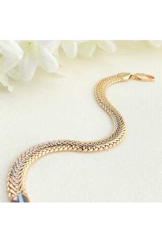 Kyver Kadın Bileklik Yassı Balıksırtı Model Kararmaz Xuping Vip Seri Ürün Rose 19 Cm Rose Gold
