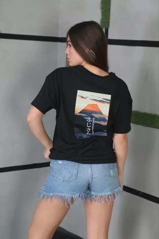 Modi Unisex Bisiklet Yaka Baskılı Oversize T-shirt - Siyah Açık Siyah