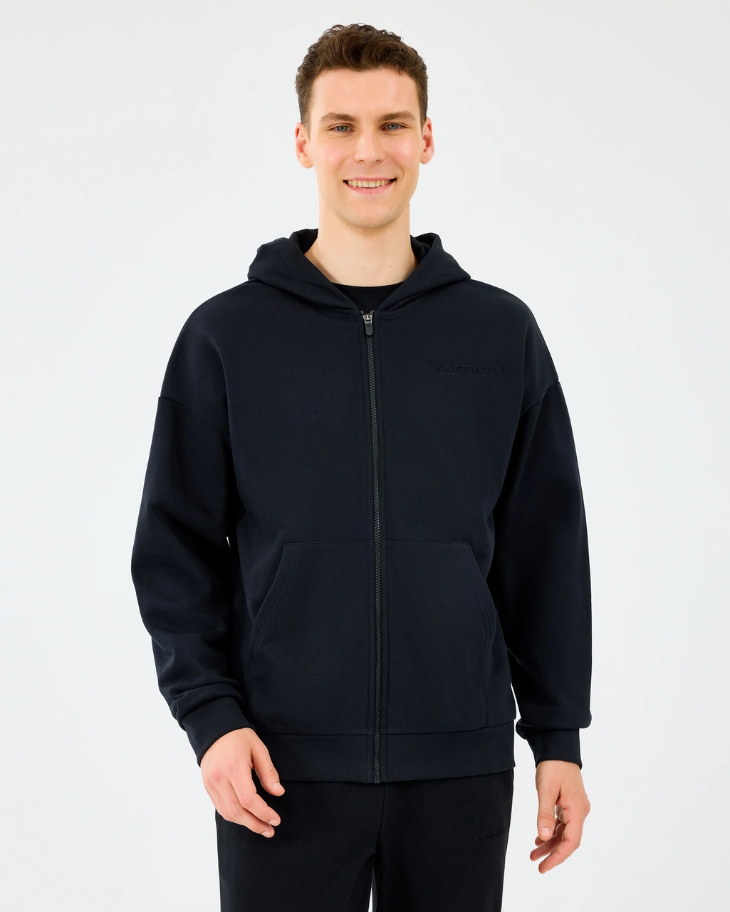 Skechers M Essential Full Zip Hoodie Sweatshirt Erkek Siyah Sweatshirt S2610014-3817 Siyah