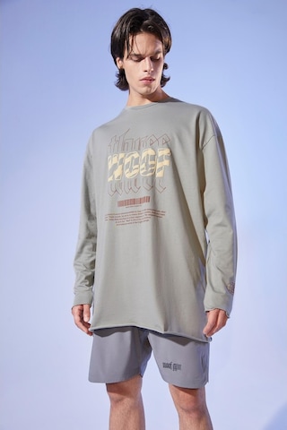 Woof Gym Oversized Long Sleeve T-Shırt - Smoke Green Çok Renkli
