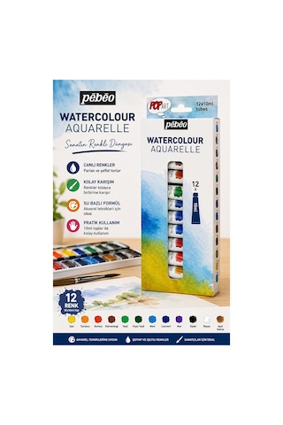 Sulu Boya 12 Renk 12 Ml Tüp 1 Paket Pepeo Suluboya Seti 12 Li Tüpte Canlı Parlak Ve Solmayan Profesyonel Çok Renkli