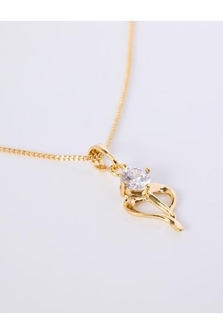 Jimmy Key Jimmy Key Altın Rengi Taş Detaylı Kalp Figürlü Kolye 6sw428966150
