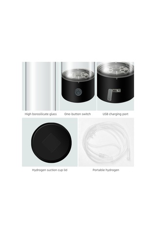 Gajeena Portatif Alkali Su Kuşağı, 330ml, Spe+pem Teknolojisi, 1200-1400ppb Su Kuşağı Üretimi, Usb Şarjlı, Ince Cam, Siyah Siyah