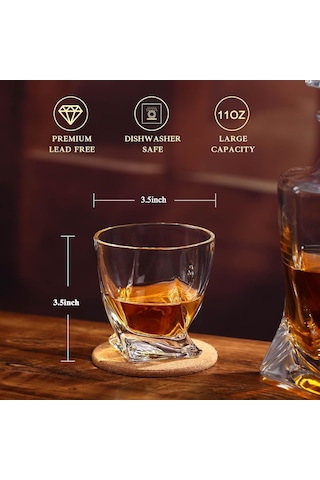 Viski Kayaları Bardak Seti Hediye Kutusunda - 2 Kristal Bourbon Bardağı Ve 2 Büyük Buz Topu Kalıbı İçerir - 325