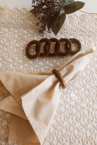 6'lı Kahverengi Vintage Ahşap Halka Peçete Yüzüğü