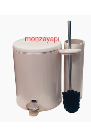 Primanova Cigo Pedallı Çöp Kovası Soft Ve Wc Tuvalet Fırçası Bej