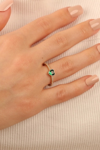 Çgkmücevherat Yeşil Kalp Taşlı Altın Yüzük Klpyzky001 Gold