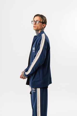Respire Erkek Ffb Şerit Detaylı Dik Yaka Doubleface Zip Oversize Sweatshirt Lacivert