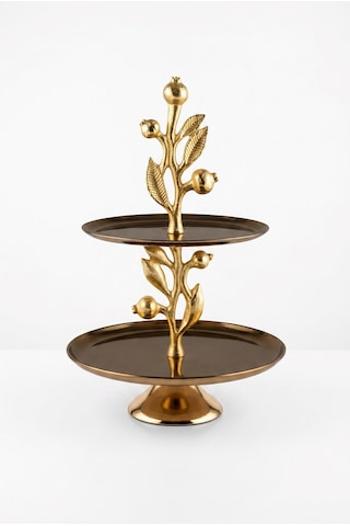 Leaf Rose Gold 2 Katlı Dekoratif