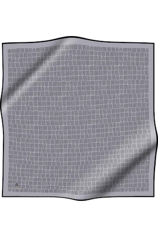 Vissona 100% Twill İpek Etnik Motif Desenli Gri - Siyah Renkli 90x90 Dikim Şekli : El Dikişi Eşarp Çok Renkli
