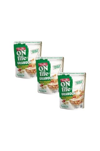 Yayla Onlife Beyaz Çikolatalı Antep Fıstıklı Ve Çilekli Granola 200 G X3