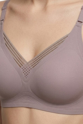 Cottonill Seamless Bra - Lucent Kahverengi Lazer Kesim Balensiz Ön Çapraz Şerit Detaylı Kadın Sütyen