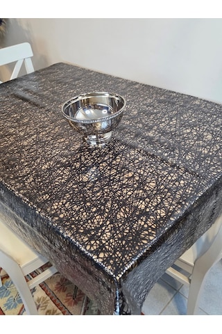 İthal Silinebilir Pvc Masa Örtüsü Kaymaz Tabanlı, Kumaş Görünümlü Pvc Masa Örtüsü Siyah