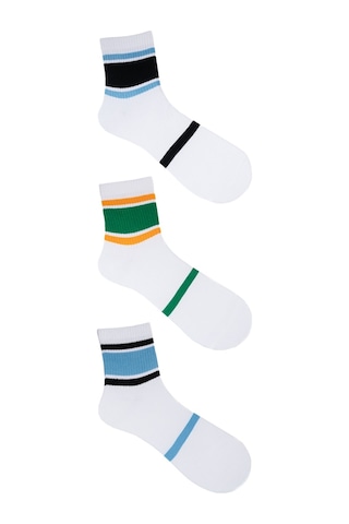 The Socks Company 3 Çift Erkek Beyaz Tenis Çorabı 23SDCR977P Beyaz