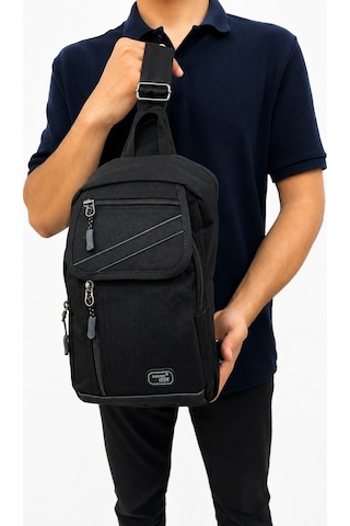 Sanmorris Seventeen Unisex Büyük Boy Hafif Ve Dayanıklı Çapraz Askılı Body Bag Siyah-gri