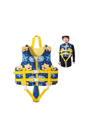Konesam Mavi Yıldız Desenli Çocuk Neopren Kurtarma Ceketi, Yumuşak Köpük İçerikli, Balıkçılık, Kayaking, Bot Turları İçin L Bedeni