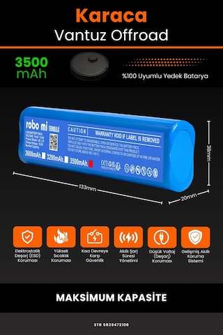 Karaca Vantuz Offroad 3500mah Robot Süpürge Bataryası