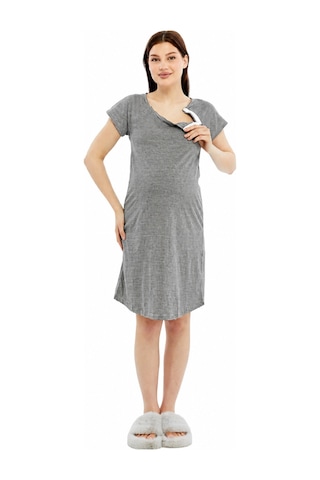 Luvmabelly Myra9585 Yandan Çıt Çıtlı Hamile Geceliği Siyah
