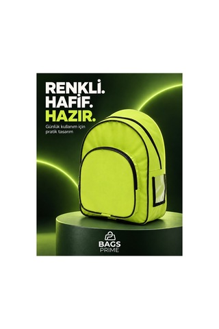 Bags Prime Neon Yeşil Çok Bölmeli Günlük Okul Ve Sırt Çantası - Yeşil