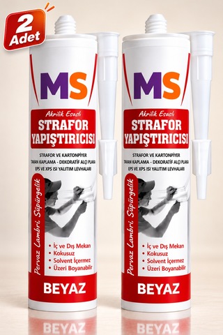 2 Adet Beyaz Strafor Yapıştırıcısı 310 Ml Akrilik Esaslı Kartonpiyer Eps Xps Yapıştırma Tutkalı 480 Gr