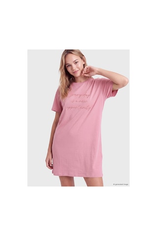 LC Waikiki Alıta Cıty Farkıyla Lcw Dream Pembe Penye Baskılı Kısa Kollu Kadın Gecelik Pembe - 930179692 Pembe