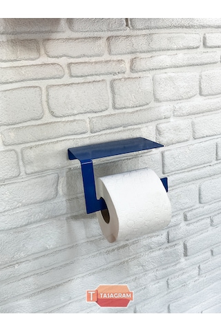 Metal Mavi 2'li Set 30cm Havlu Askılığı Ve Tuvalet Kağıdı Askı
