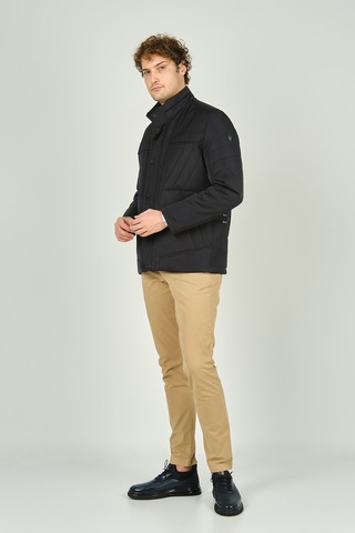 Lucas Erkek Hakim Yaka Desenli Fermuar Ve Çıtçıt Kapamalı Kaban 4782 Lacivert Lacivert