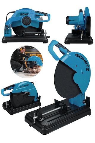 Schatz 2000w Bakır Sargılı Metal Şanzıman 355 Mm Profil Metal Kesme Makinesi Mavi