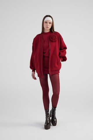 Holly Lolly Oversize Çıkarılabilir Gül Detaylı Astarlı Alexa Bomber Ceket Bordo