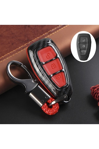 Suofeng Ford福克斯/c-max/kuga通用3键硅胶钥匙套 碳纤蓝 Uv涂层 带钥匙扣 保护壳